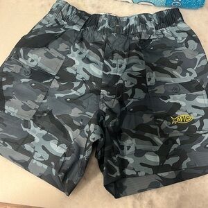 Men’s blue camo AFTCo fishing shorts